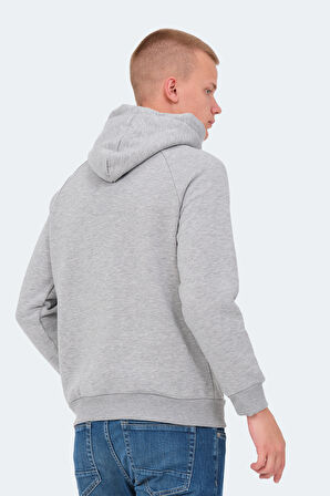 Slazenger KNIFE I Erkek Kapüşonlu Cepli Gri Sweatshirt