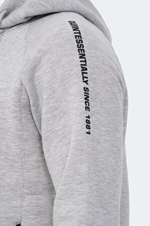 Slazenger KNIFE I Erkek Kapüşonlu Cepli Gri Sweatshirt
