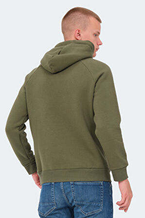 Slazenger KNIFE I Erkek Kapüşonlu Cepli Haki Sweatshirt