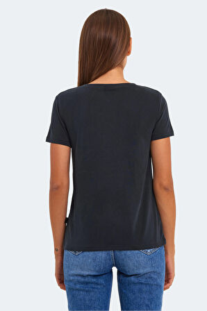 Slazenger PERICAS Kadın V Yaka Siyah Tişört