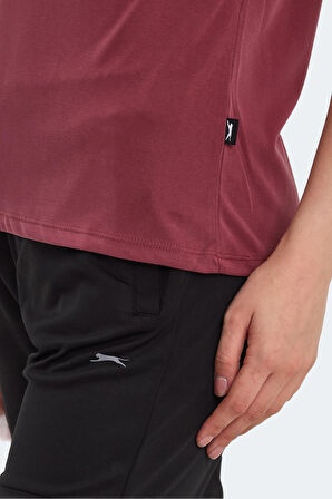 Slazenger PERICAS Kadın V Yaka Bordo Tişört