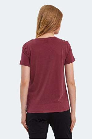 Slazenger PERICAS Kadın V Yaka Bordo Tişört
