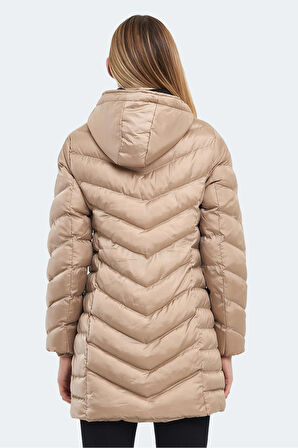 Slazenger GWEN Kadın Kapüşonlu Şişme Vizon Mont & Kaban