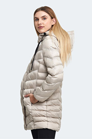 Slazenger GWEN Kadın Kapüşonlu Şişme Beyaz Mont & Kaban