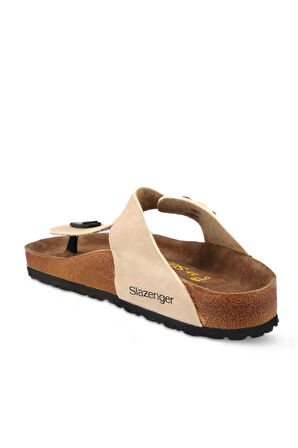 Slazenger LUKE Kadın Parmak Arası Plaj Bej Nubuk Terlik