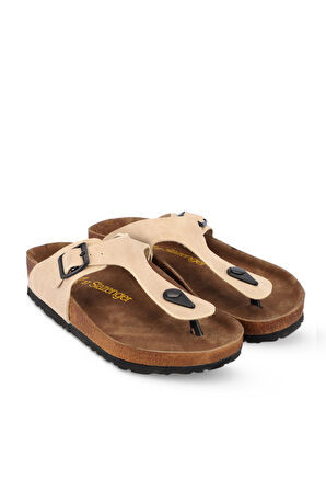 Slazenger LUKE Kadın Parmak Arası Plaj Bej Nubuk Terlik