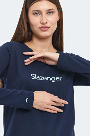 Slazenger PAOLINA IN Kadın Pamuklu Lacivert / Turkuaz Pijama