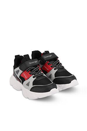 Slazenger NELSON Unisex Çocuk Sneaker Ayakkabı Siyah / Kırmızı