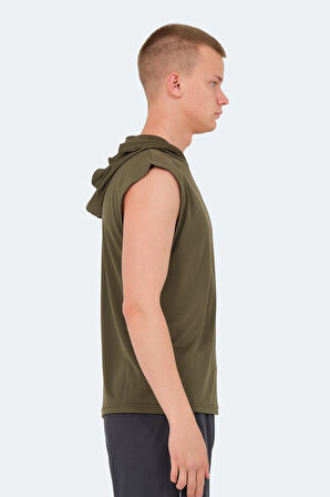 Slazenger ONDINA IN Erkek Kolsuz Haki Tişört