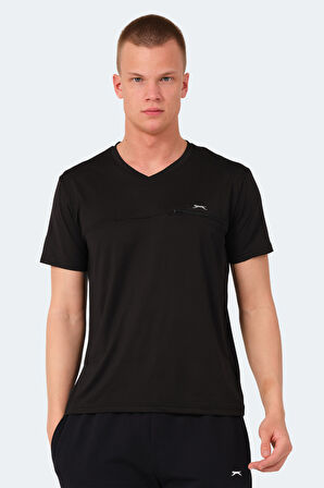 Slazenger KALLIAS Erkek Cepli V Yakan Siyah Tişört