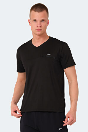 Slazenger KALLIAS Erkek Cepli V Yakan Siyah Tişört