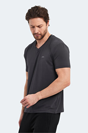 Slazenger KATRIINA Erkek V Yaka Koyu Gri Tişört