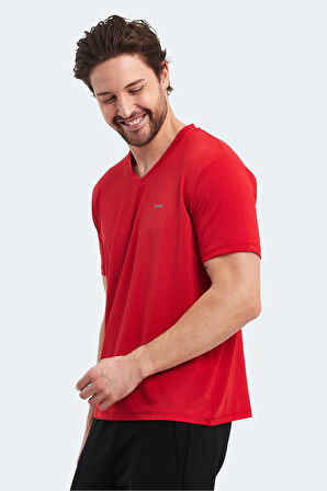 Slazenger KATRIINA Erkek V Yaka Kırmızı Tişört