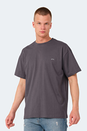 Slazenger KULANA Oversize Erkek Oversıze Koyu Gri Tişört