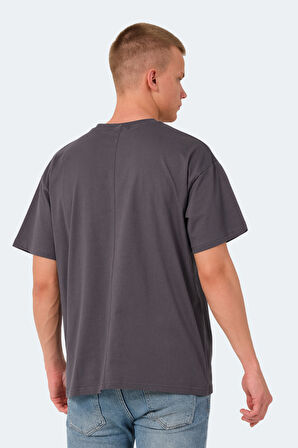 Slazenger KULANA Oversize Erkek Oversıze Koyu Gri Tişört