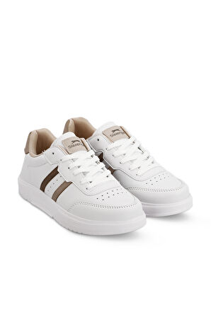 Slazenger ZIPPER I Kadın Sneaker Ayakkabı Beyaz / Gümüş / Altın