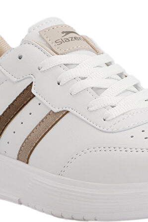 Slazenger ZIPPER I Kadın Sneaker Ayakkabı Beyaz / Gümüş / Altın