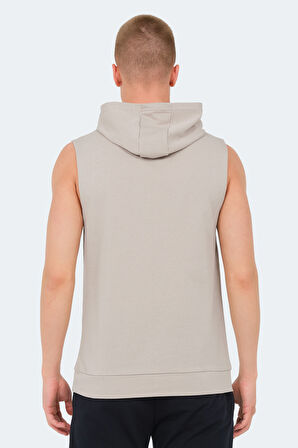 Slazenger VASILISA Erkek Kolsuz Kanguru Cepli Taş Gri Tişört