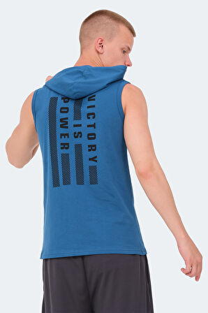 Slazenger VERSIO IN Erkek Kolsuz Baskılı Petrol Tişört