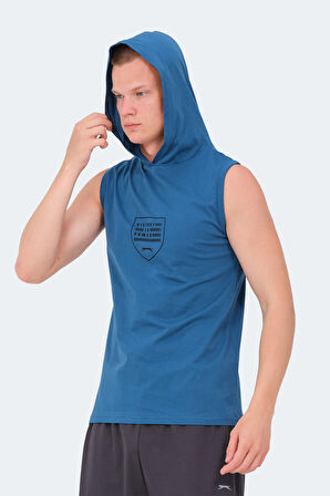 Slazenger VERSIO IN Erkek Kolsuz Baskılı Petrol Tişört