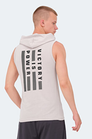 Slazenger VERSIO IN Erkek Kolsuz Baskılı Taş Gri Tişört