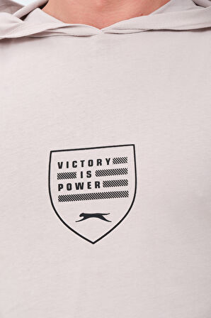 Slazenger VERSIO IN Erkek Kolsuz Baskılı Taş Gri Tişört