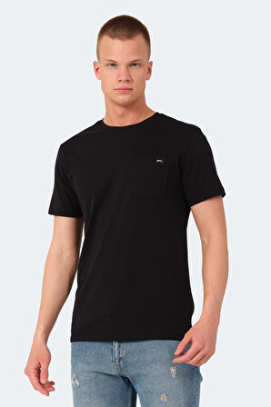 Slazenger VESELA Erkek Cepli Siyah Tişört