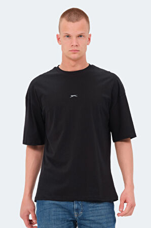 Slazenger VENETIA I Erkek Baskılı Oversıze Siyah Tişört