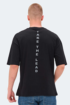 Slazenger VENETIA I Erkek Baskılı Oversıze Siyah Tişört