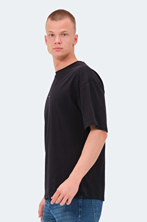 Slazenger VENETIA I Erkek Baskılı Oversıze Siyah Tişört