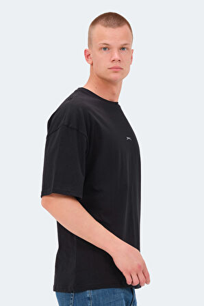 Slazenger VENETIA I Erkek Baskılı Oversıze Siyah Tişört