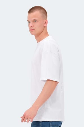 Slazenger VENETIA I Erkek Baskılı Oversıze Beyaz Tişört