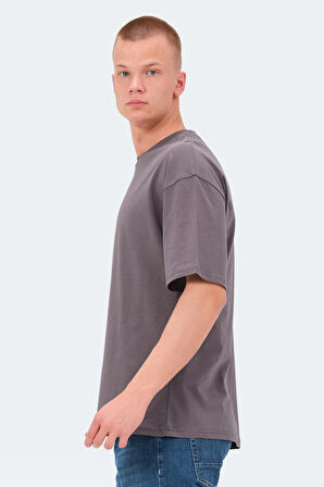 Slazenger VENETIA I Erkek Baskılı Oversıze Koyu Gri Tişört