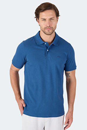 Slazenger VALE KTN Erkek Polo Yaka Saks Mavi Tişört