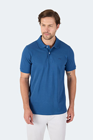 Slazenger VALE KTN Erkek Polo Yaka Saks Mavi Tişört