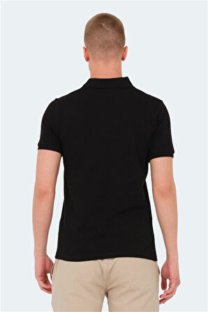 Slazenger VALE KTN Erkek Polo Yaka Siyah Tişört