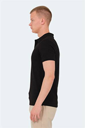 Slazenger VALE KTN Erkek Polo Yaka Siyah Tişört