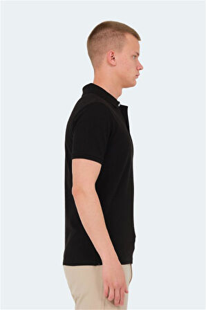 Slazenger VALE KTN Erkek Polo Yaka Siyah Tişört
