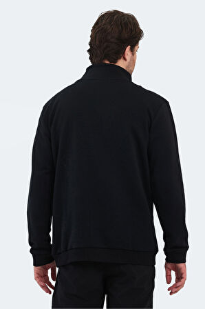 Slazenger KERMAN I Erkek Dik Yaka Fermuarlı Siyah Sweatshirt