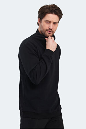 Slazenger KERMAN I Erkek Dik Yaka Fermuarlı Siyah Sweatshirt