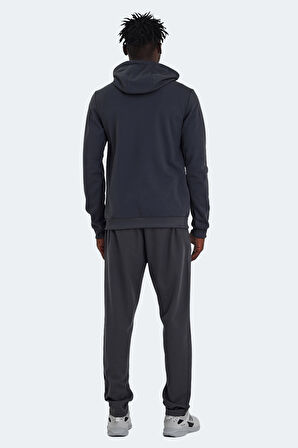 Slazenger RICH Erkek Fermuarlı Kapüşonlu Cepli Koyu Gri Eşofman Takımı