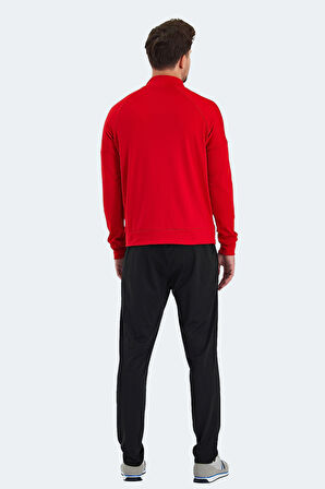 Slazenger RARELY Erkek Fermuarlı Dik Yaka Cepli Kırmızı Eşofman Takımı