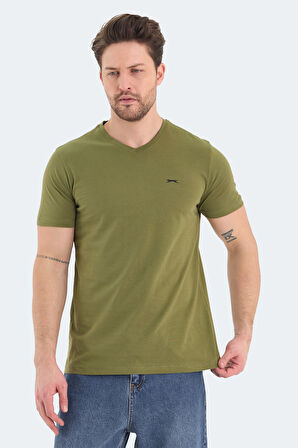 Slazenger RIVALDO Erkek V Yaka Haki Tişört
