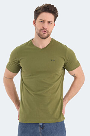 Slazenger RIVALDO Erkek V Yaka Haki Tişört