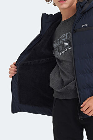Slazenger CAPTAIN Çocuk Kapüşonlu Şişme Lacivert Mont & Kaban