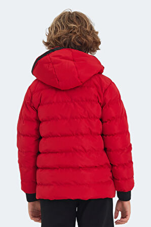 Slazenger CAPTAIN Çocuk Kapüşonlu Şişme Kırmızı Mont & Kaban