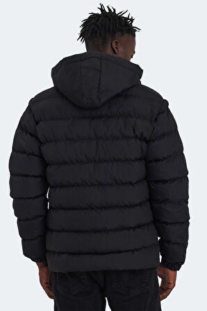Slazenger HADI IN Erkek Kapüşonlu Şişme Siyah Mont & Kaban