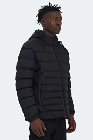 Slazenger HADI IN Erkek Kapüşonlu Şişme Siyah Mont & Kaban
