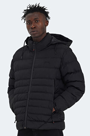 Slazenger HADI IN Erkek Kapüşonlu Şişme Siyah Mont & Kaban