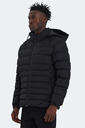 Slazenger HADI IN Erkek Kapüşonlu Şişme Siyah Mont & Kaban